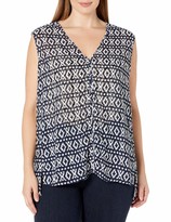 Thumbnail for your product : Jones New York Women's Plus Size Mossaic Printed Clip Dot Sleeveless Top