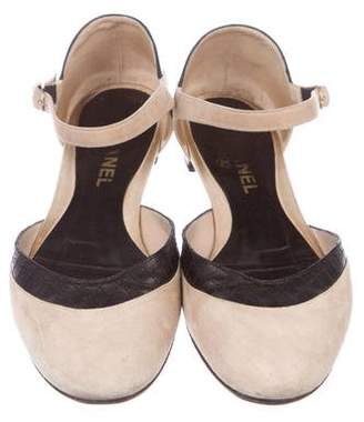 Chanel Suede Ankle Strap Flats