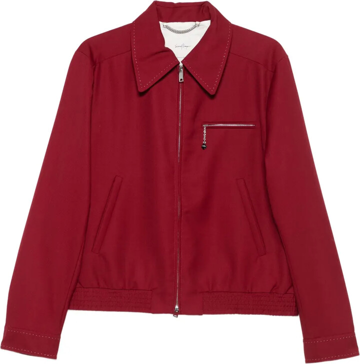 Second/Layer Zip-Fastening Stitched-Detail Jacket