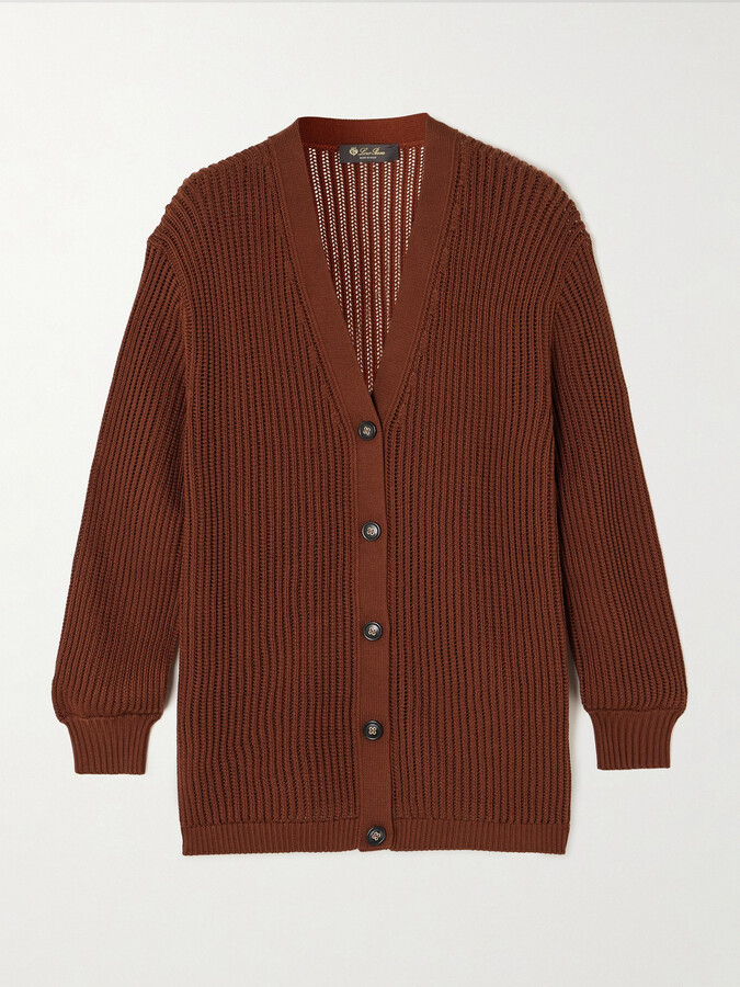 Loro Piana Ikeda Ribbed Silk And Cotton-blend Cardigan - Red