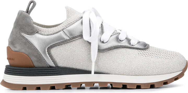Brunello Cucinelli Panelled Lace-Up Sneakers