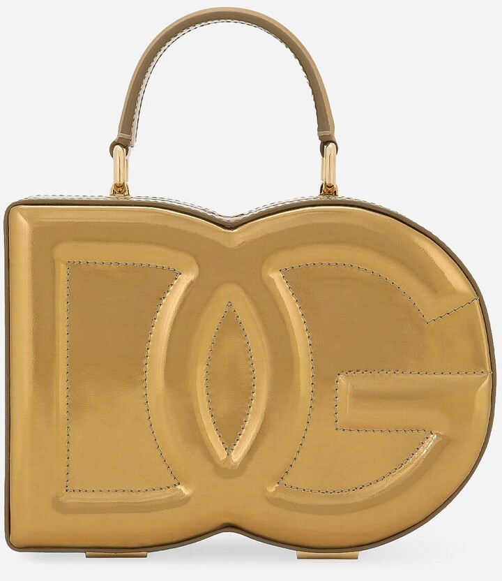 Dolce Box bag in golden hand-painted wood in Multicolor