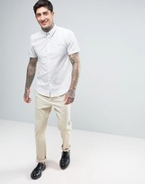 Thumbnail for your product : Farah Thorpley Short Sleeve Shirt Space Dye Slim Fit Buttondown in Ecru