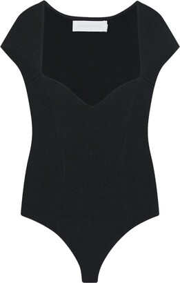 Miss Selfridge seamless backless cap sleeve bodysuit in khaki