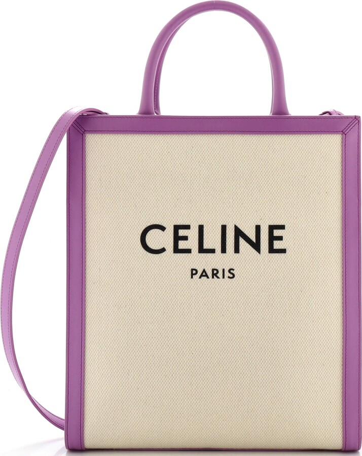 CELINE Vertical Cabas 2023 SS Unisex Calfskin Canvas Street Style A4 2WAY  Logo Totes