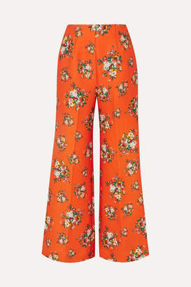 Emilia Wickstead Hullinie Floral-print Cloque Wide-leg Pants - Orange