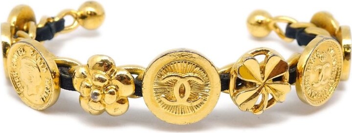 Chanel 1995 Charm Coin CC Cuff Bracelet