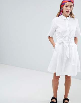 Monki midi shirt dress in white