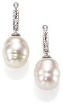 Thumbnail for your product : Majorica 14MM White Baroque Pearl & Sterling Silver Huggie Drop Earrings