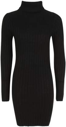 boohoo Long Line Ribbed Tunic With Roll Neck