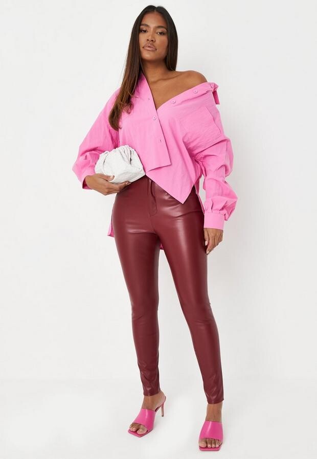 Burgundy Leather Pants | Shop the world's largest collection of fashion |  ShopStyle