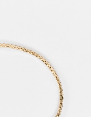 ASOS DESIGN DESIGN Curve stretch bracelet with crystal in gold tone
