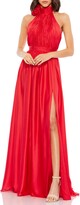 Thumbnail for your product : Mac Duggal Rosette Satin Halter Gown