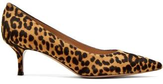 Gianvito Rossi - Helsa Leopard Print Calf Hair Kitten Heel Pumps - Womens - Leopard