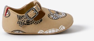Burberry Childrens Thomas Bear Print Cotton Gabardine Shoes Size: 0