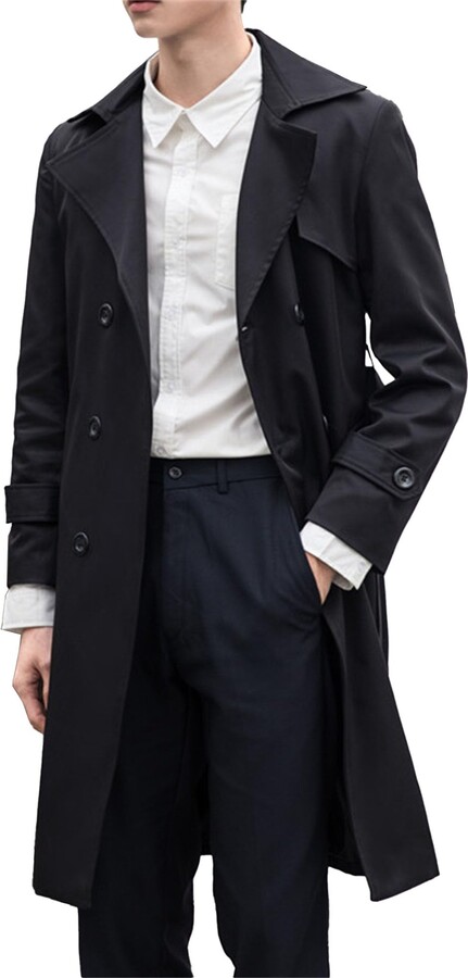 Generic Mens Spring Fall Windbreaker Trench Coat Slim Double