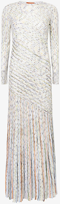 Missoni Womens Orange Green Striped Long-Sleeves Knitted Maxi Dress 12