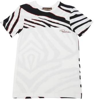 Roberto Cavalli Zebra Printed Viscose Jersey T-shirt
