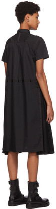 Sacai Black Pleated Poplin Shirt Dress