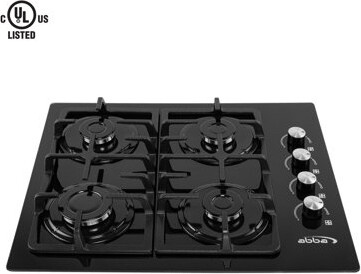 ABBA 24" Gas Cooktop With 4 Burners - Tempered Glass Surface With Sabaf Burners, Natural Gas Stove For Countertop, Home Improvement Essentials, Easy T