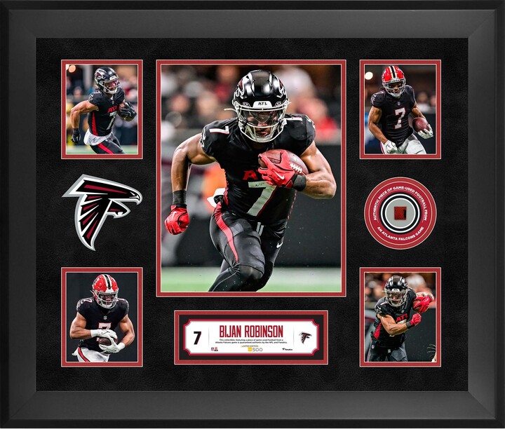 Fanatics Authentic Bijan Robinson Atlanta Falcons Framed 20" x 24" 5-Photo Collage with a Piece of Game-Used Football - Limited Edition of 500