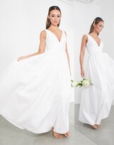 Thumbnail for your product : ASOS EDITION Henrietta plunge waisted wedding dress with full skirt in ivory