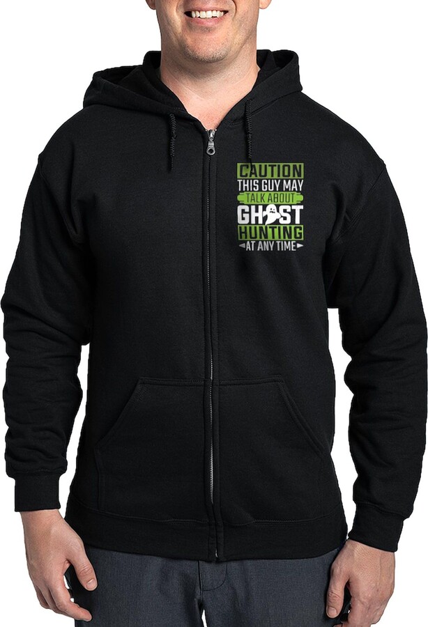 CafePress Paranormal Investigator Talk About Ghos Sweatshirt Men's Dark Zip-Up Hoodie Sweatshirt Black
