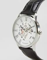 Thumbnail for your product : Sekonda Exposed Mechanical Skeleton Leather Watch In Black Exclusive To ASOS
