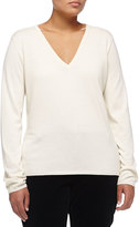 Thumbnail for your product : Escada Svanhldur Cotton-Cashmere V-Neck Sweater, Off White