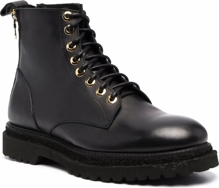 Zipped Lace-Up Leather Boots - Image 2