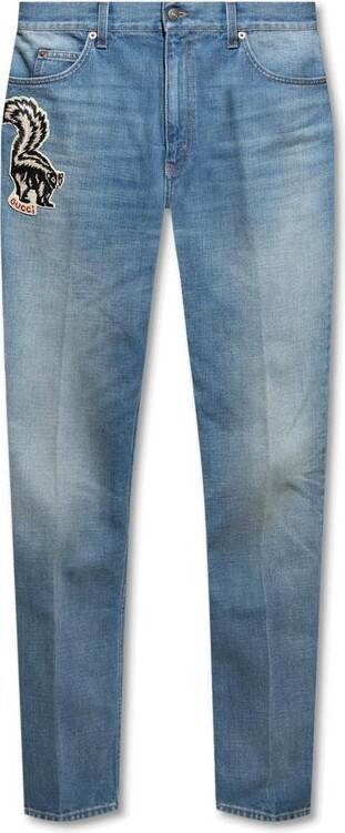 Slim-Fit Tapered Logo-Jacquard Jeans