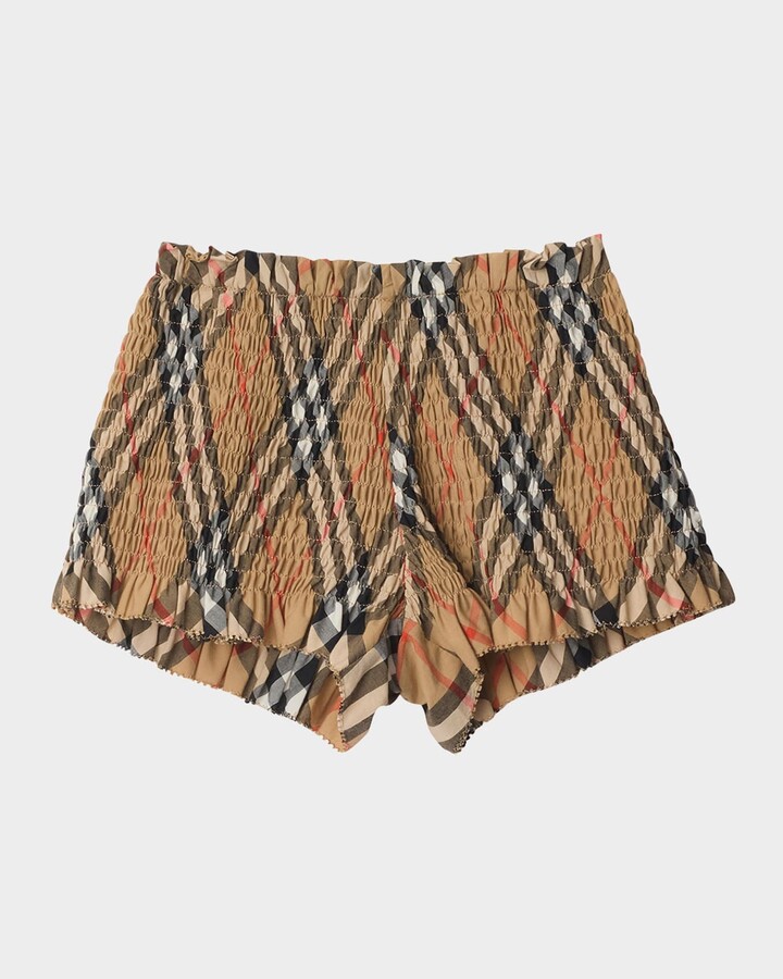 Burberry Girl's Remy Smocked Check Shorts, Size 6M-2