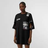 Thumbnail for your product : Burberry Cut-out Detail Montage Print Cotton Oversized T-shirt