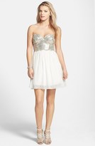 Thumbnail for your product : Way-In Sequin Strapless Skater Dress (Juniors)