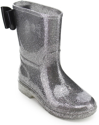 silver glitter rain boots