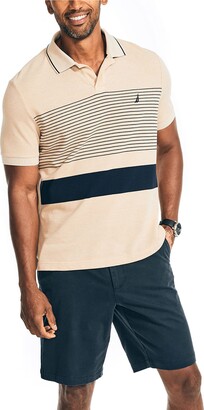 Nautica Men's Sustainably Crafted Classic Fit Chest-Stripe Polo
