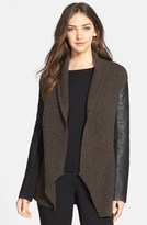 Thumbnail for your product : Eileen Fisher Leather Sleeve Merino Lambswool Jacket (Regular & Petite)