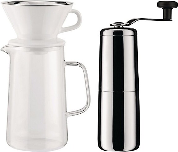 Alessi Slow Drip Coffee Maker and Grinder Set in Silver