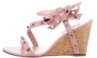 Valentino Bow-Accented Rockstud Wedges