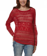 Thumbnail for your product : Red Crochet Long-Sleeve Top