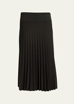 Wool-Blend Plisse Midi Skirt 