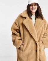 Thumbnail for your product : Sixth June Plus oversized overcoat in teddy borg