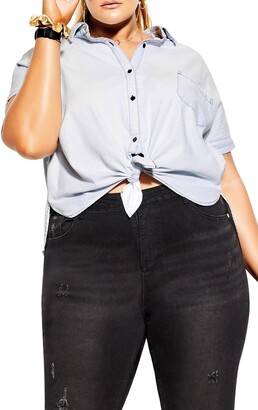 black denim shirt womens plus size