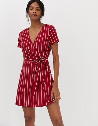Vila stripe faux wrap dress