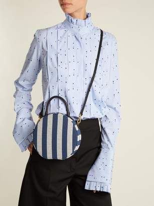 Mansur Gavriel Circle Cotton-canvas Cross-body Bag - Womens - Blue Stripe