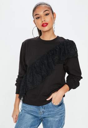 Missguided Black Lace Sweatshirt, Black