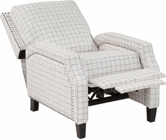 One Allium Way Push Back Reclining Chair Transitional Style Off-White Self-Reclining Motion Chair Cushion Seat Modern Style Living Room Furniture