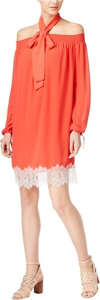 Michael Kors MichaelKorsWomensLace-HemOff-ShoulderDresssangriaSmall