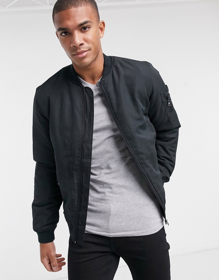 ONLY & SONS MA1 bomber jacket in black - ShopStyle