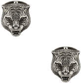 Thumbnail for your product : Gucci Feline Head Cufflinks in Sterling Silver & Black | FWRD